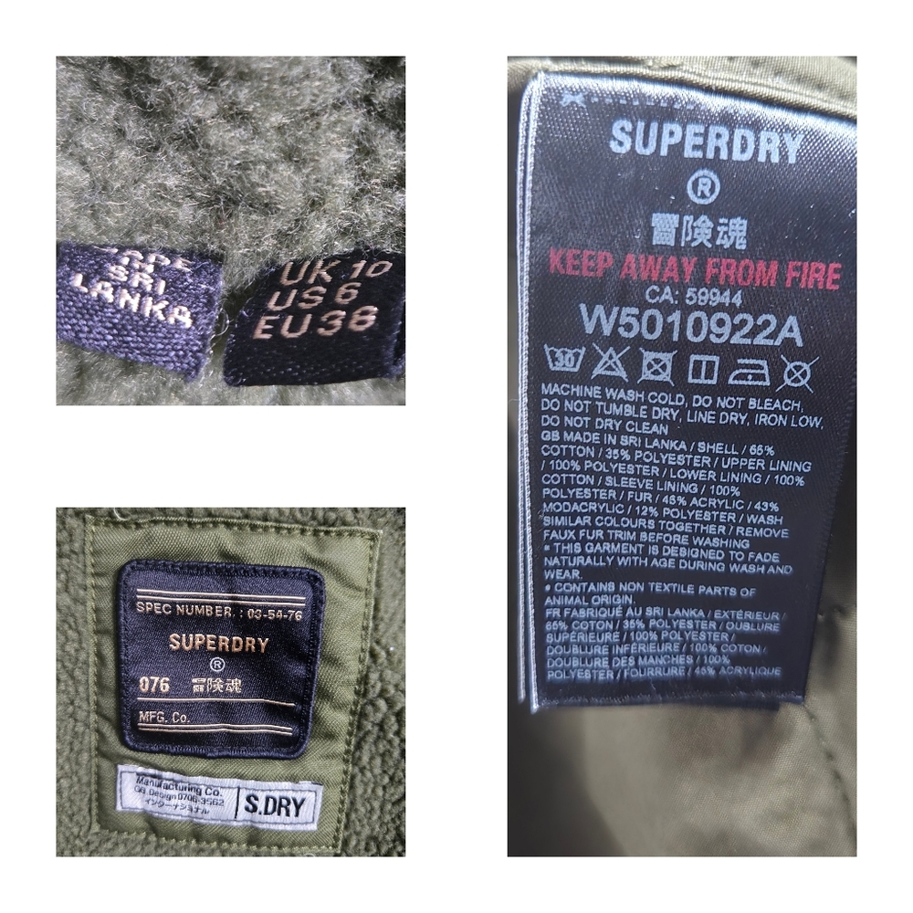 Superdry Women's Coat Size Military Fishtail Parka Coat In Army Green Size - Picture 14 of 15